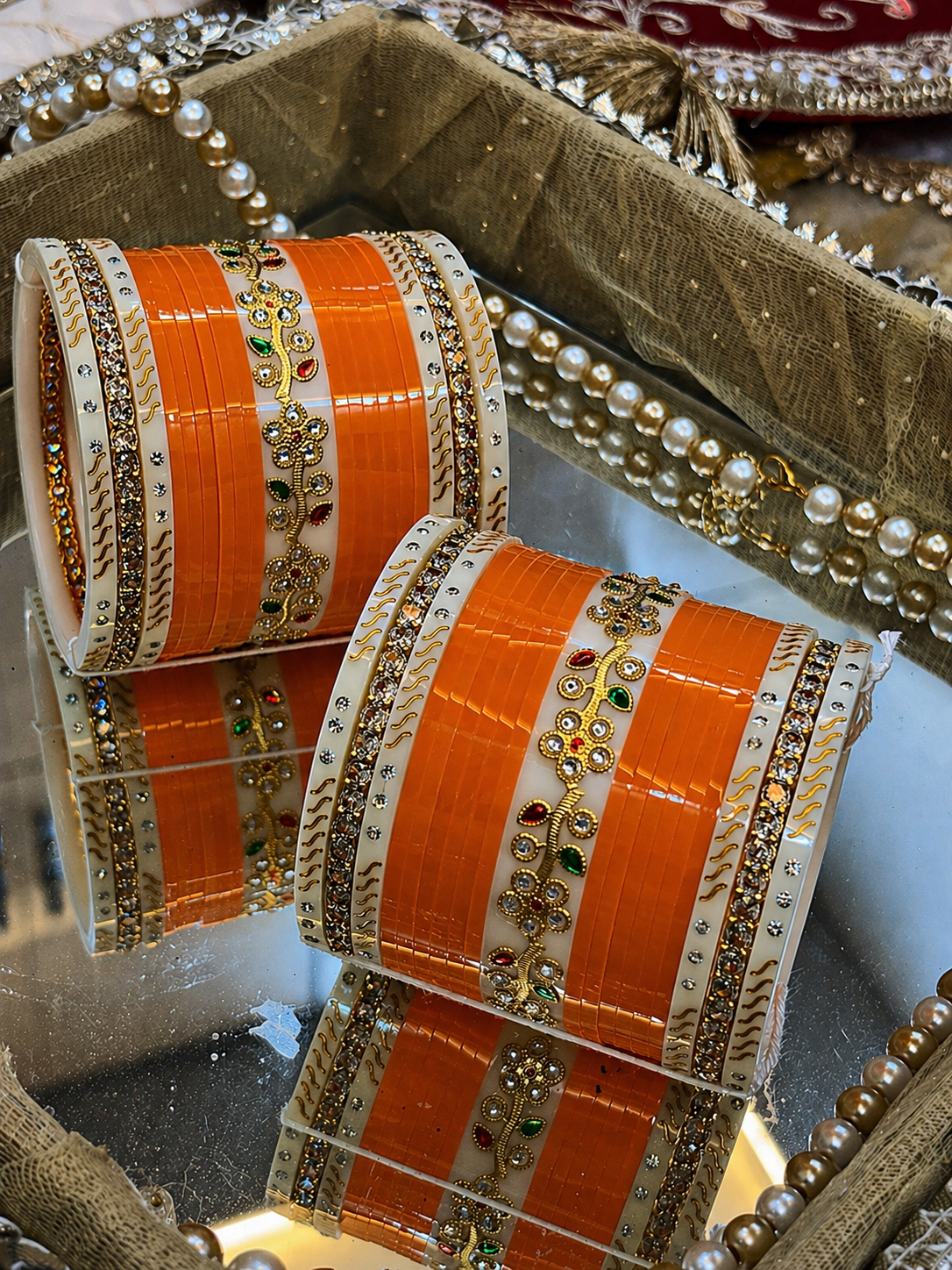 A heritage collection in sea shell bangles