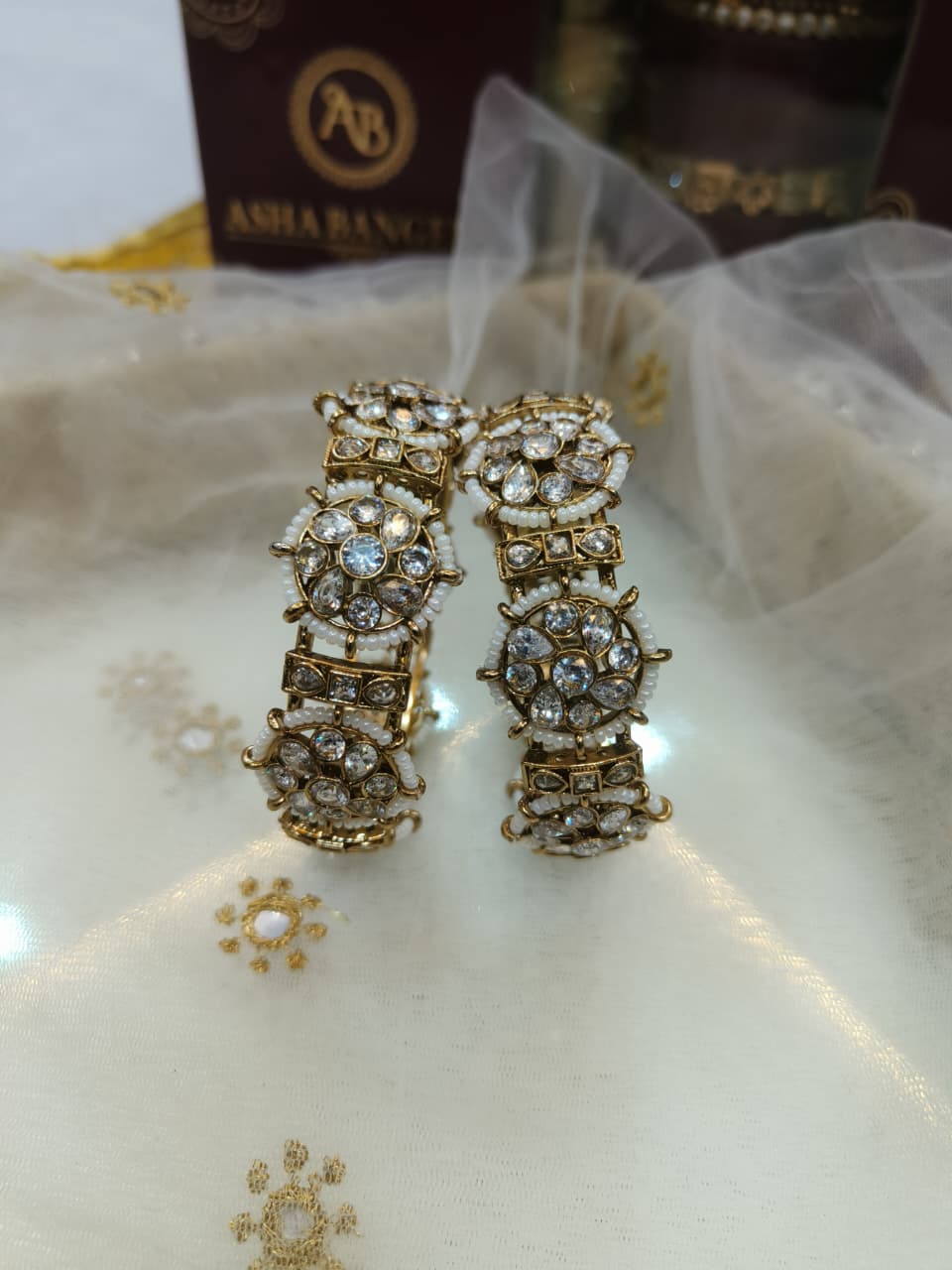 POLKI BANGLES WITH PEARL TOUCH