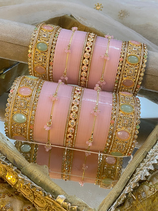 A heritage Chura in pastel pink