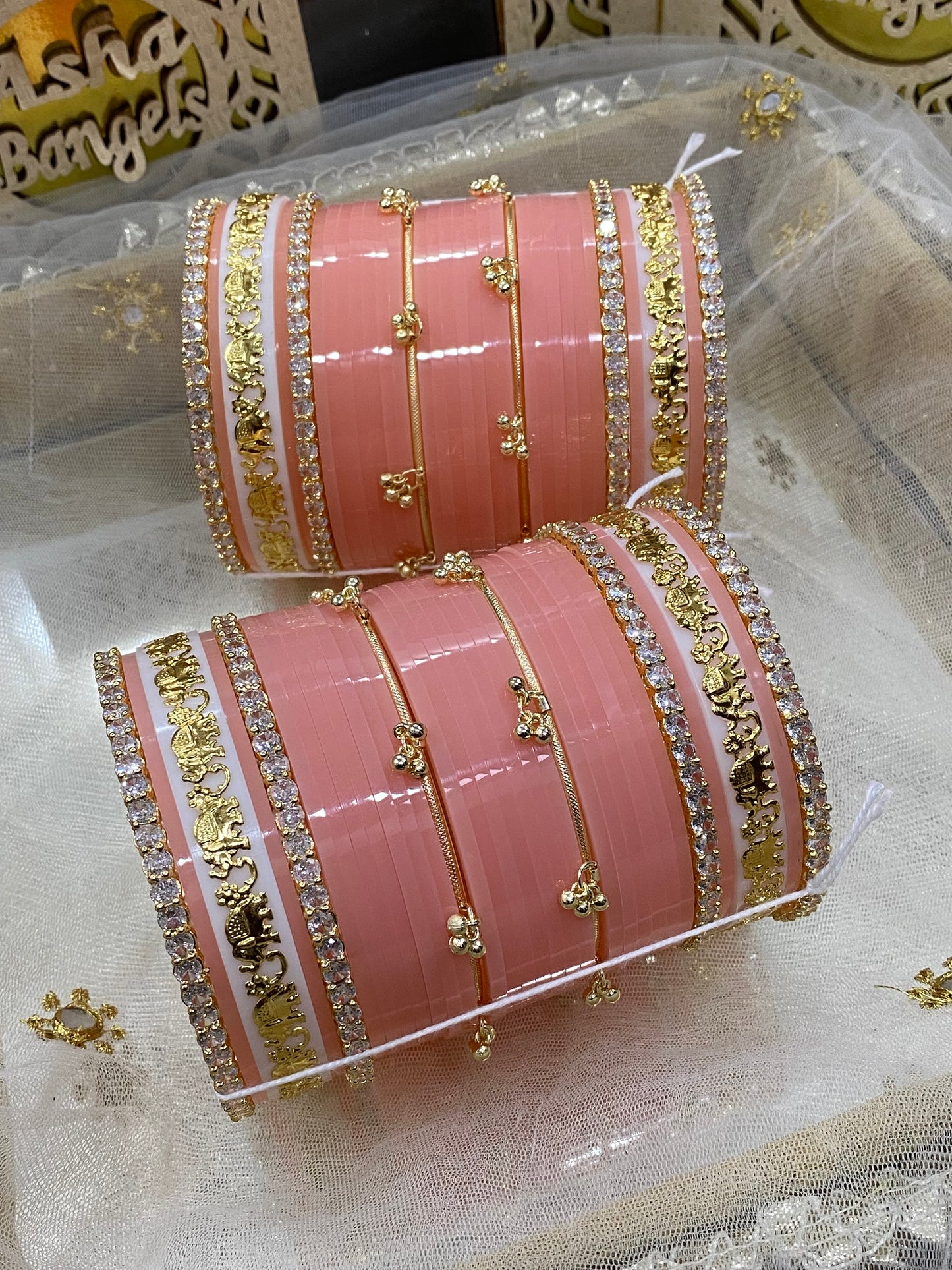 Tending elephant Chura in peach