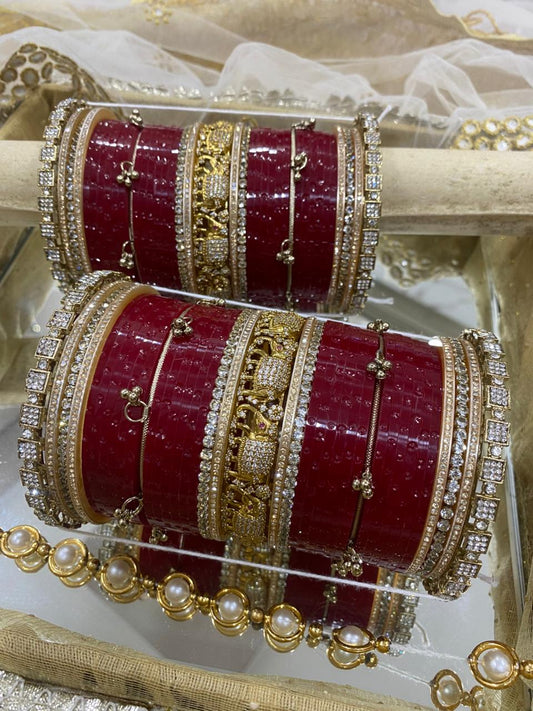 Royal Elephant Chura In Antique Look with Rain Drop Bangles