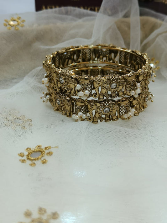 POLKI ELEPHANT BANGLES IN KASHMIRI STYLE