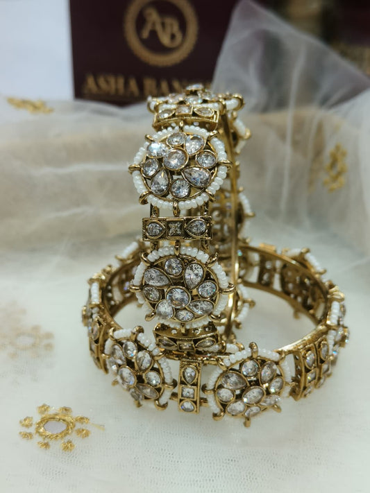 POLKI BANGLES WITH PEARL TOUCH