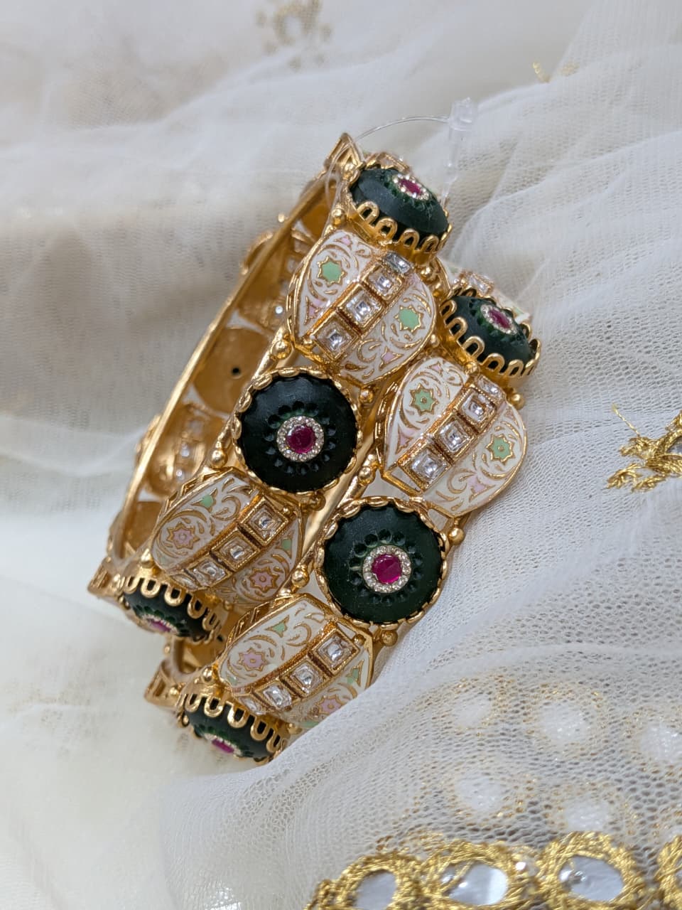 DARK GREEN LOOK HERITAGE BANGLES